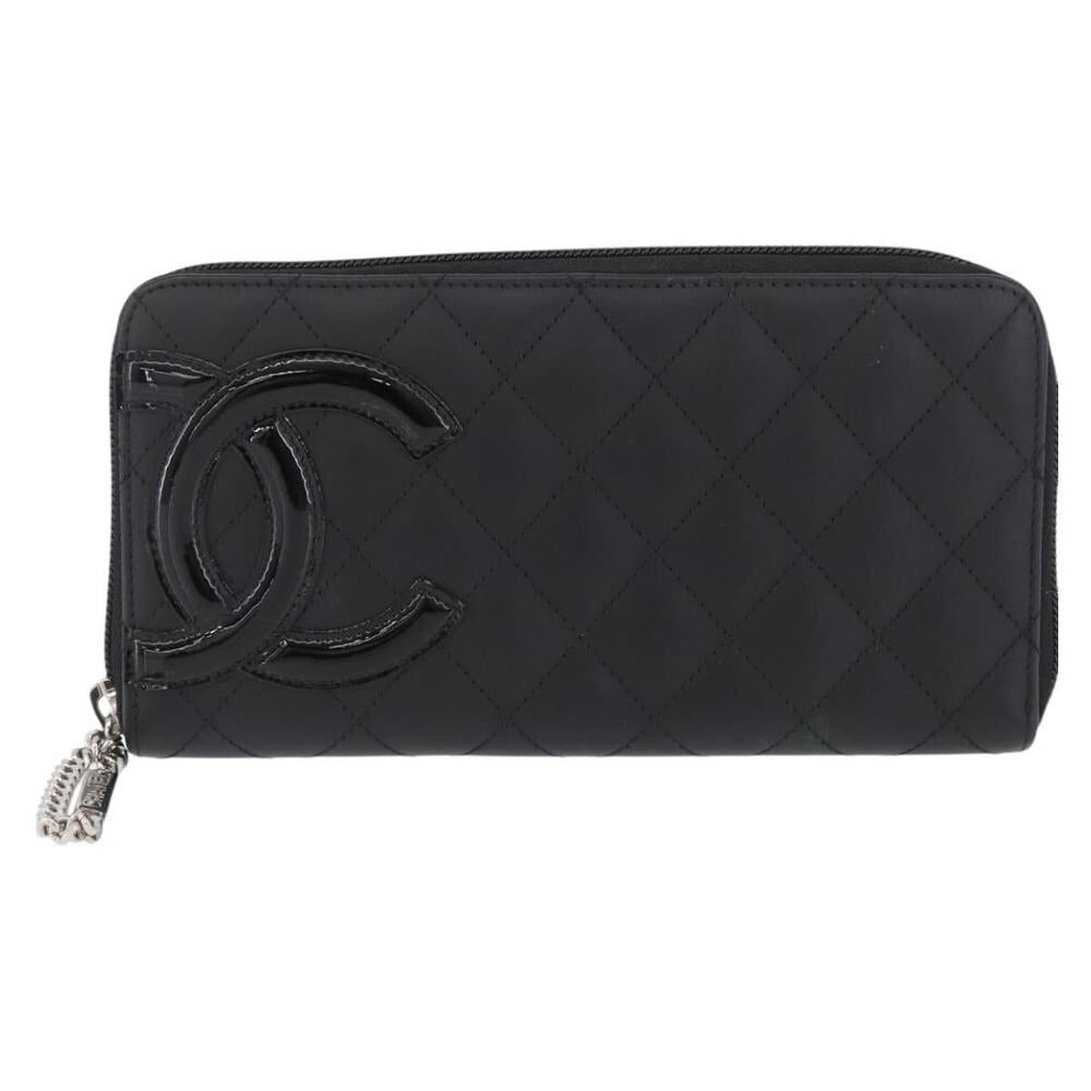Chanel Matelasse Leather Cambon Line Long Wallet Black